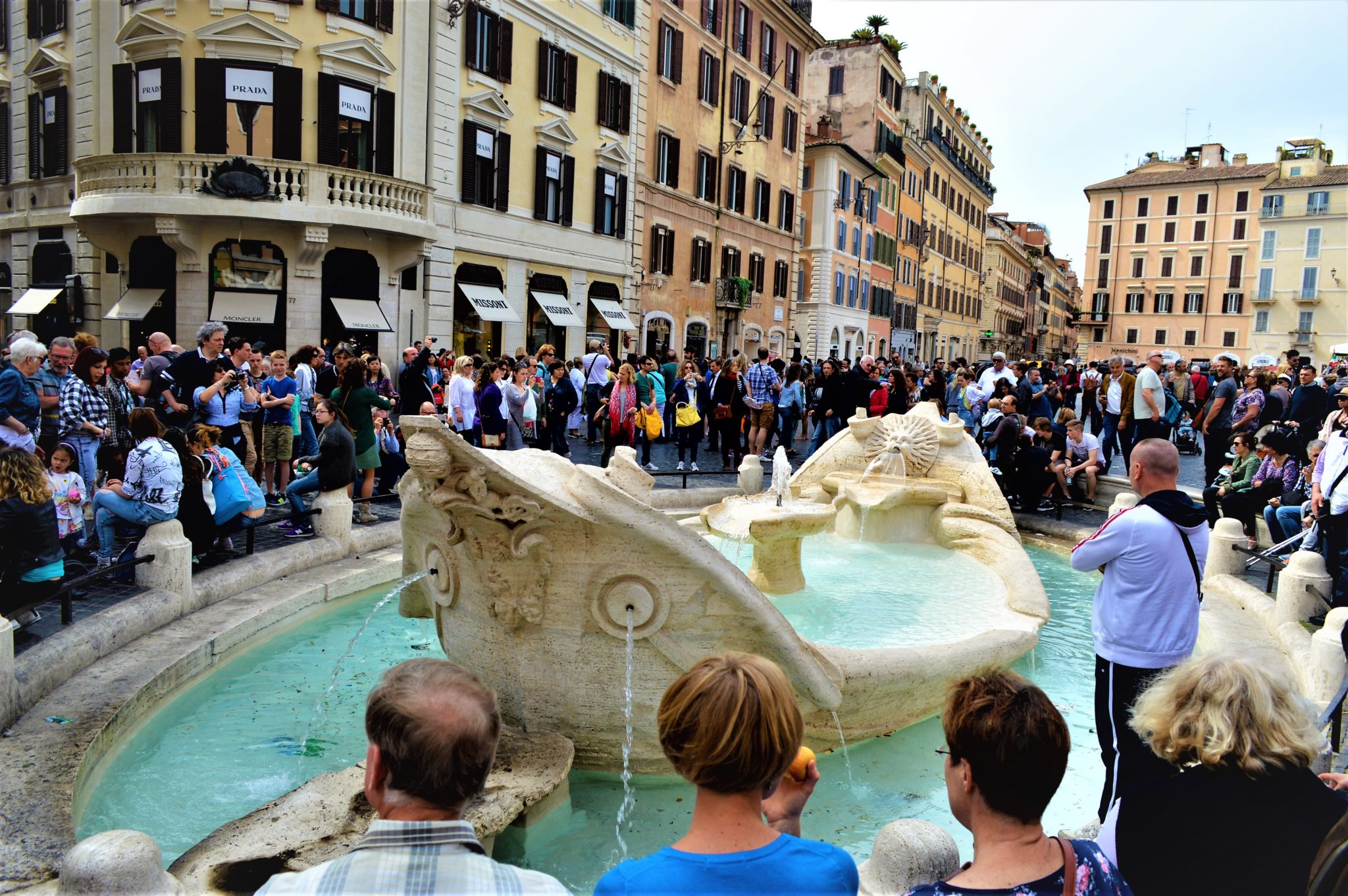 Fountain at the bottom of the Spanish Steps, Rome, Italy