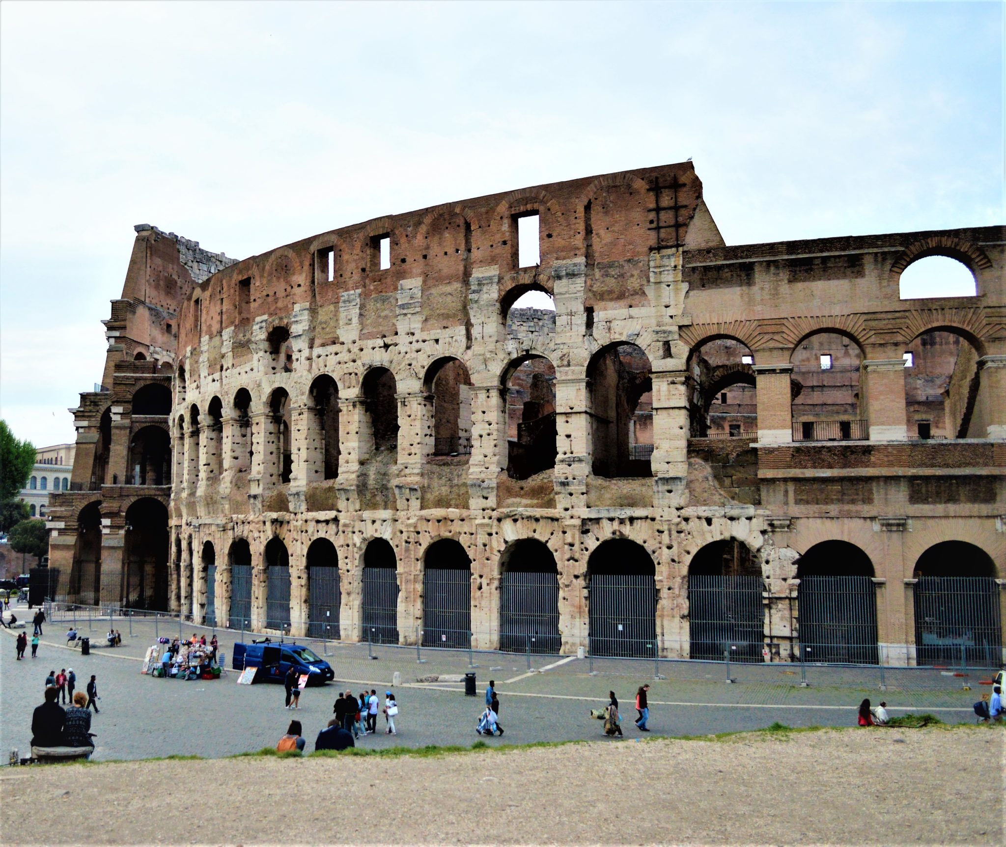 View of Roman Colosseum from outside, Rome, Italy