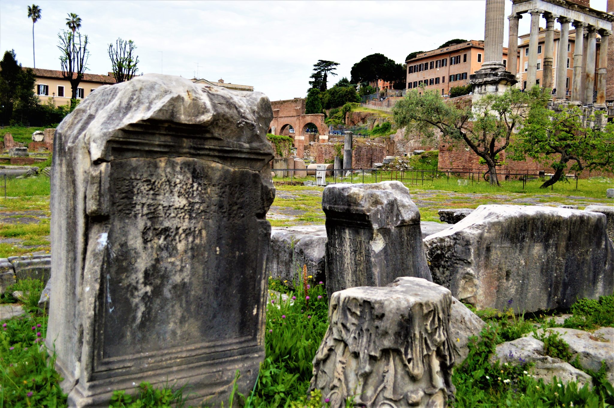 Stone ruins in the Roman Forum, Rome, Italy