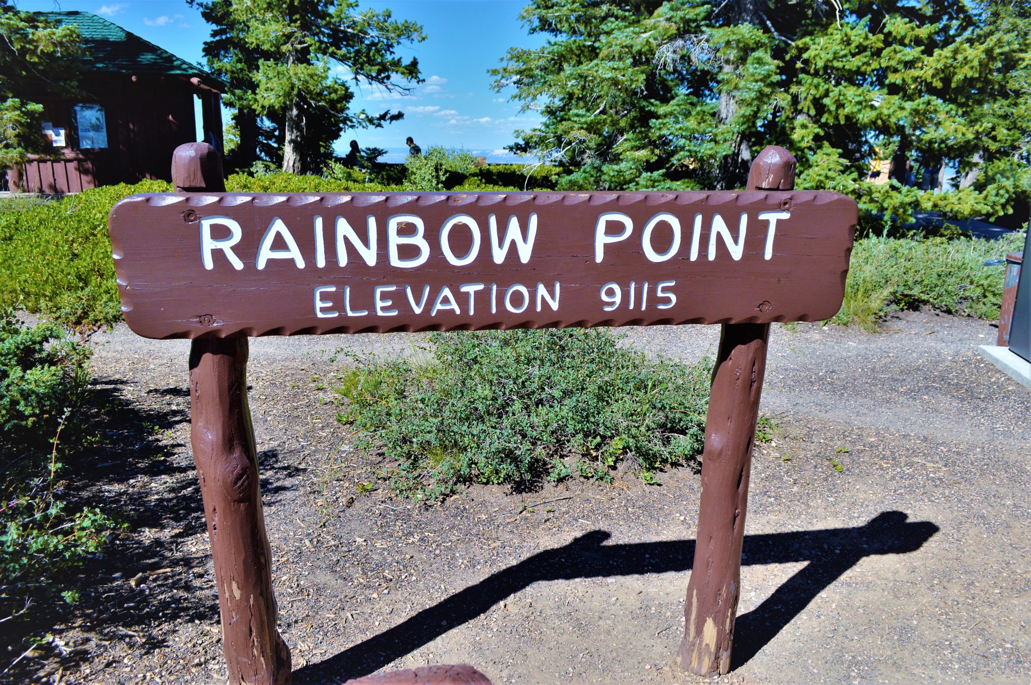 Rainbow Point sign, Bryce Canyon National Park, USA