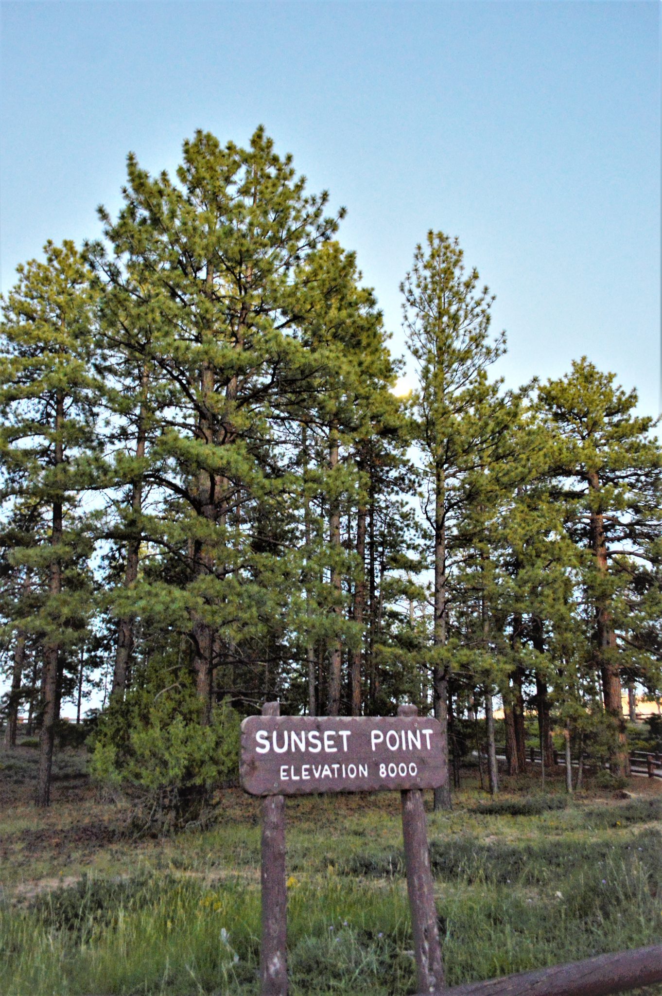 Sunset point sign, Bryce canyon national park, usa