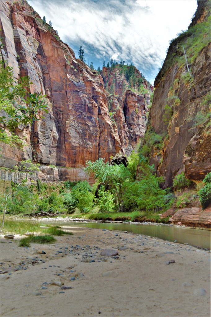 Beach on the riverside walk, zion narrows hike