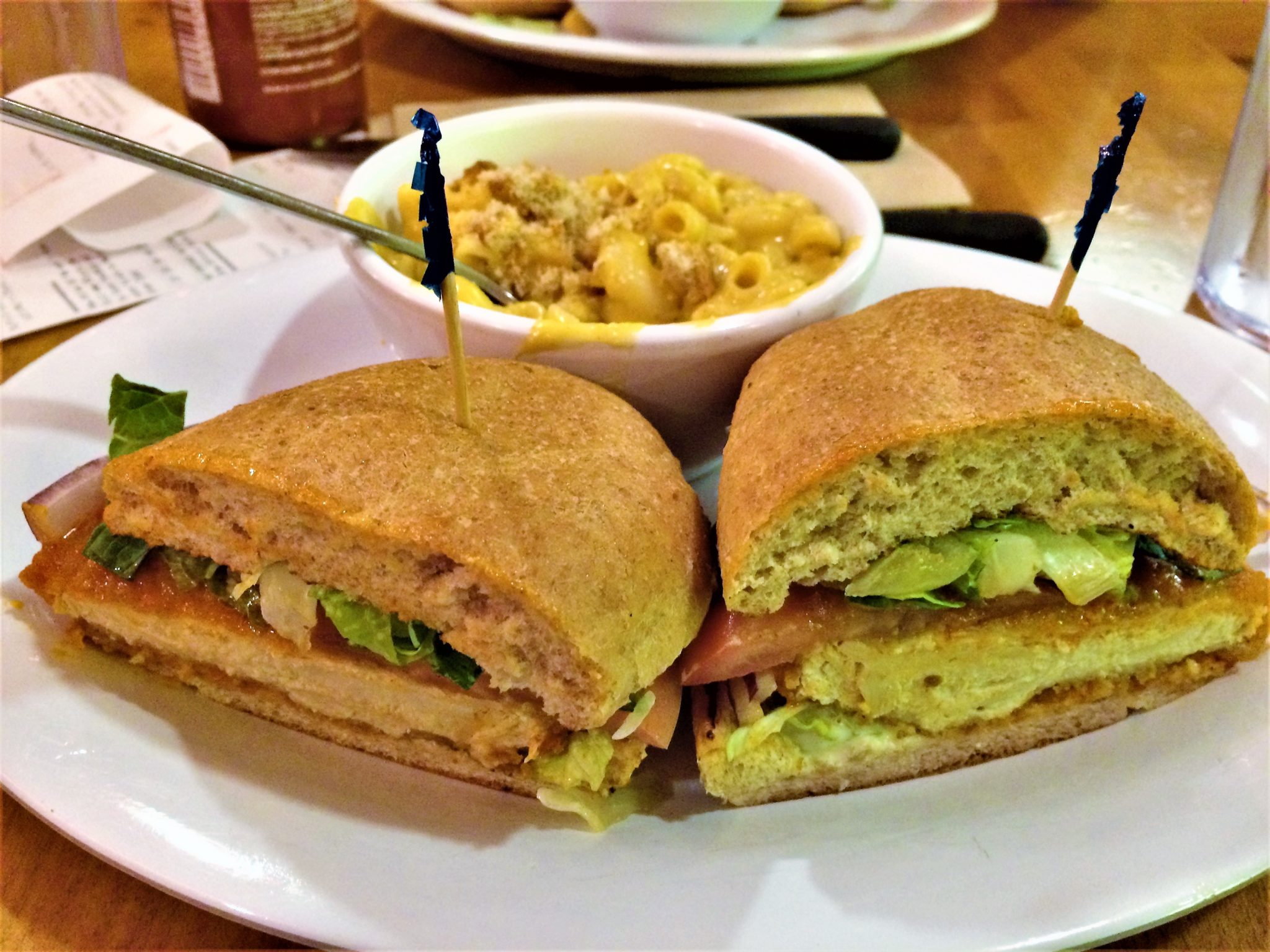 Buffalo chickn sandwich, vegan at Veggie Grill Los Angeles