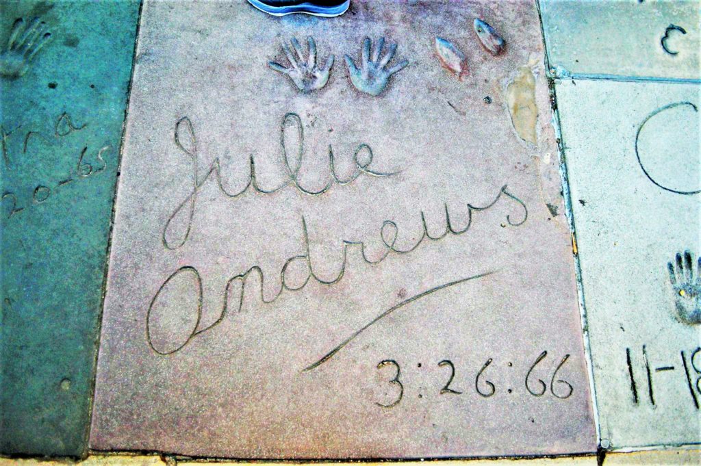 Julie Andrews footprints and handprints, Chinese Theater, Hollywood