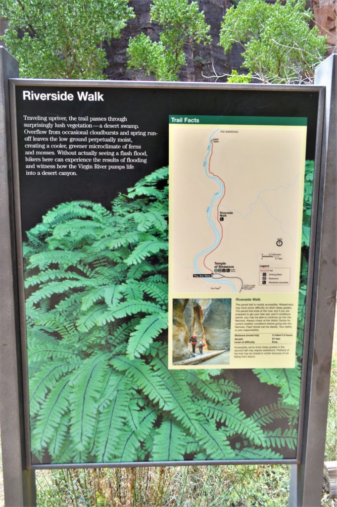 Riverside Walk sign, Zion National Park