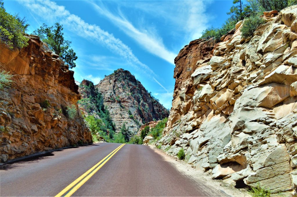 Road through Zion National Park, Utah
