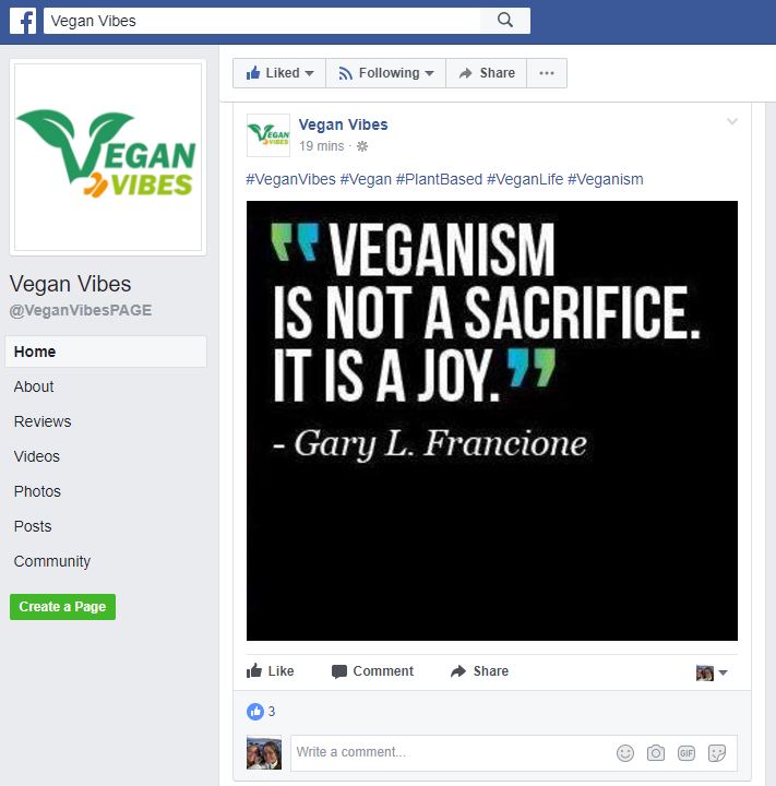 Vegan groups on facebook