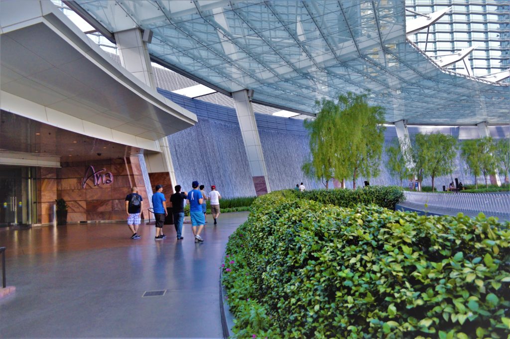 Aria hotel water fountains, las vegas strip, nevada
