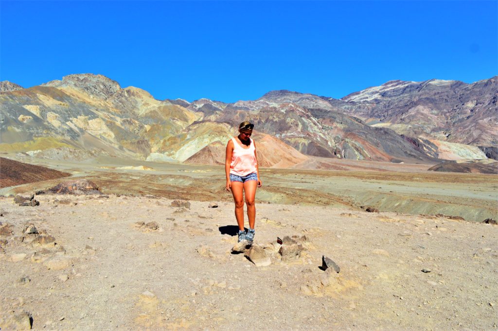 Artist drive paint pots, camping in death valley, usa
