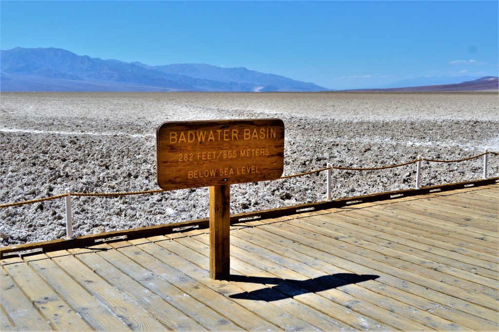 Badwater Basin sign, death valley national park, usa