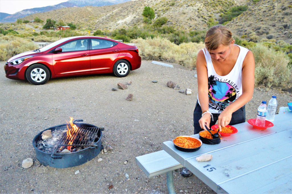 Cooking on campfire, death valley national park