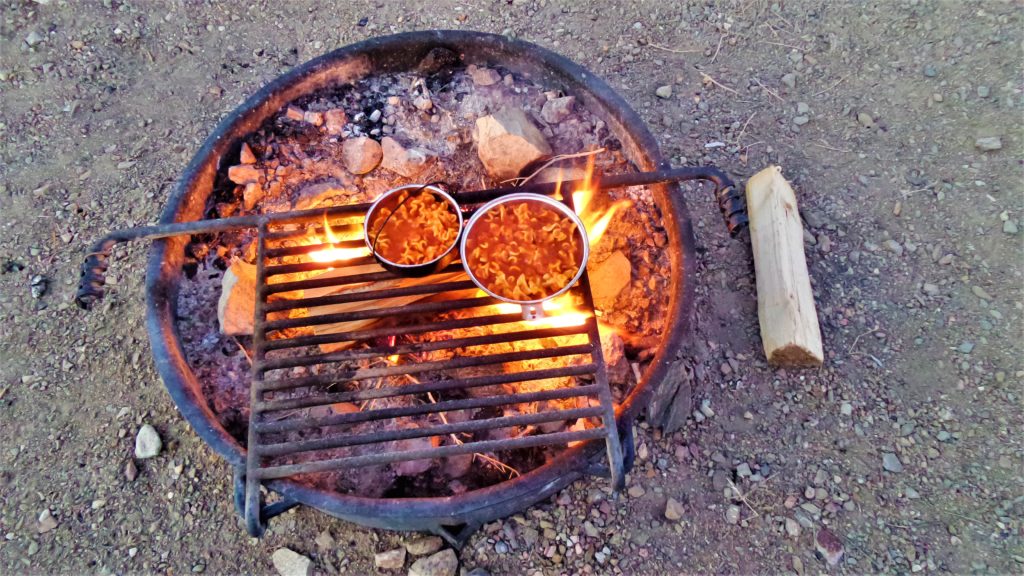 Cooking on fire pit, death valley national park