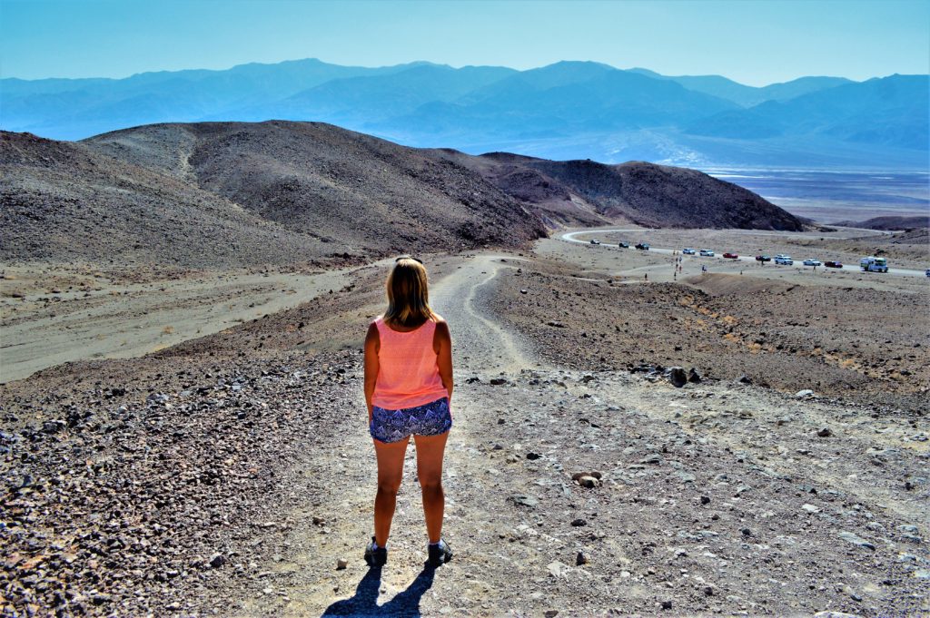 Standing at viewpoint, death valley, usa