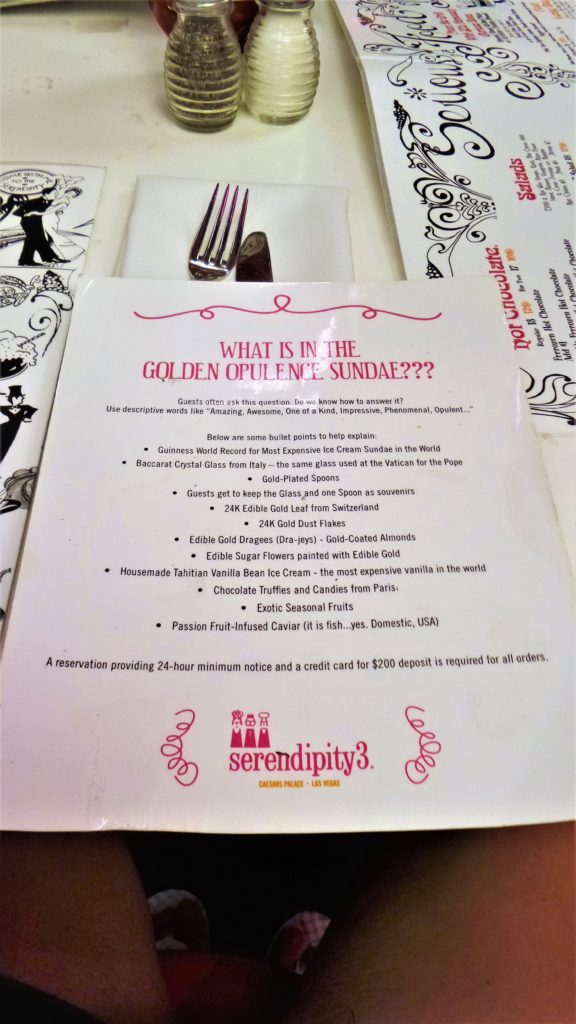 Golden Opulence Sundae, worlds most expensive sundae ingredients, las vegas, serendipity 3