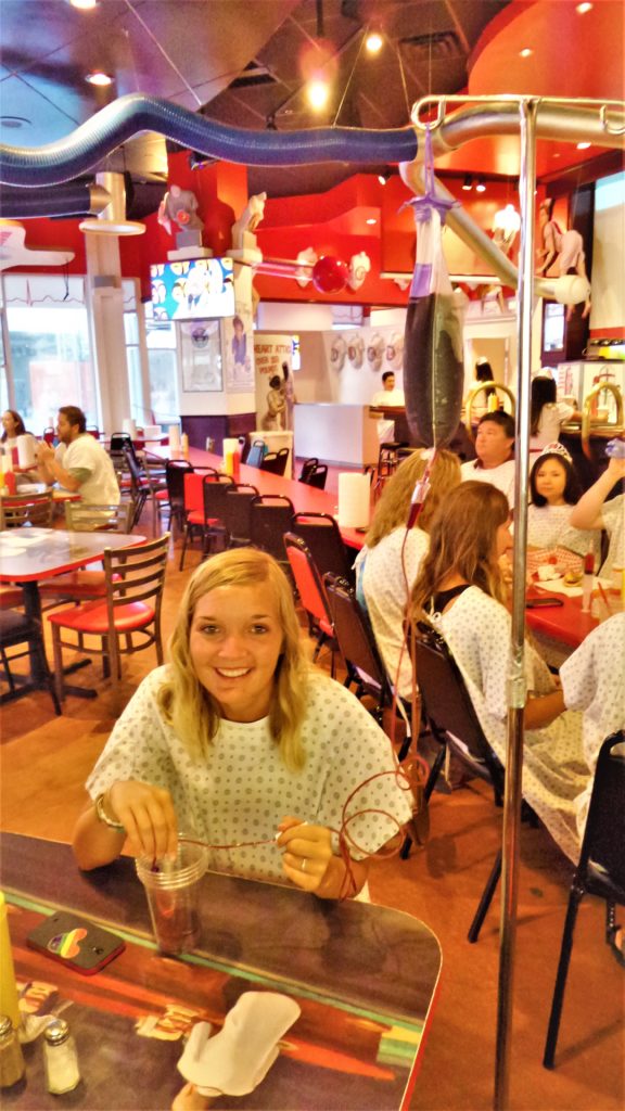 IV wine in heart attack grill, las vegas