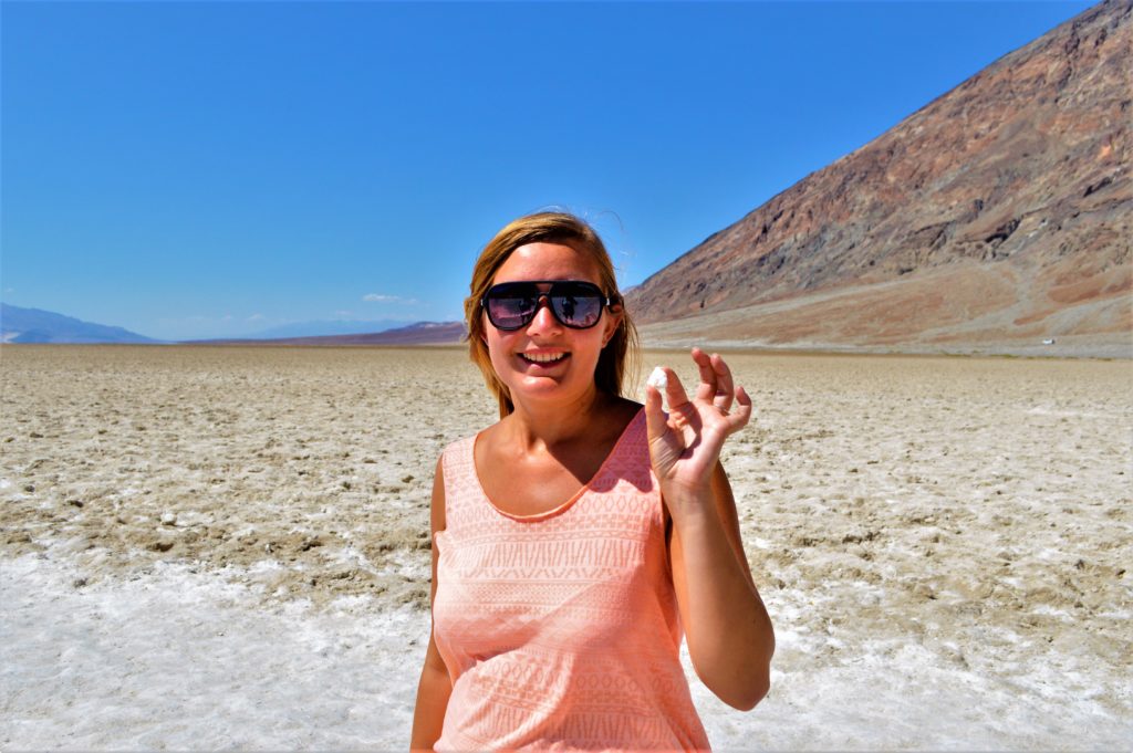 Picking up salt, salt flats, death valley national park