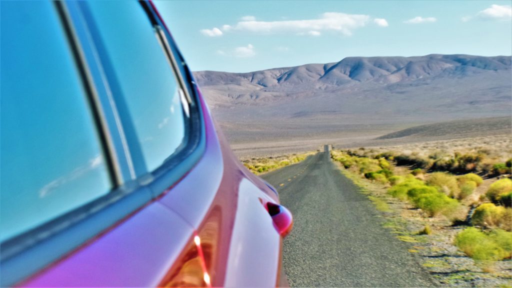 Rear view mirror, death valley national park, usa