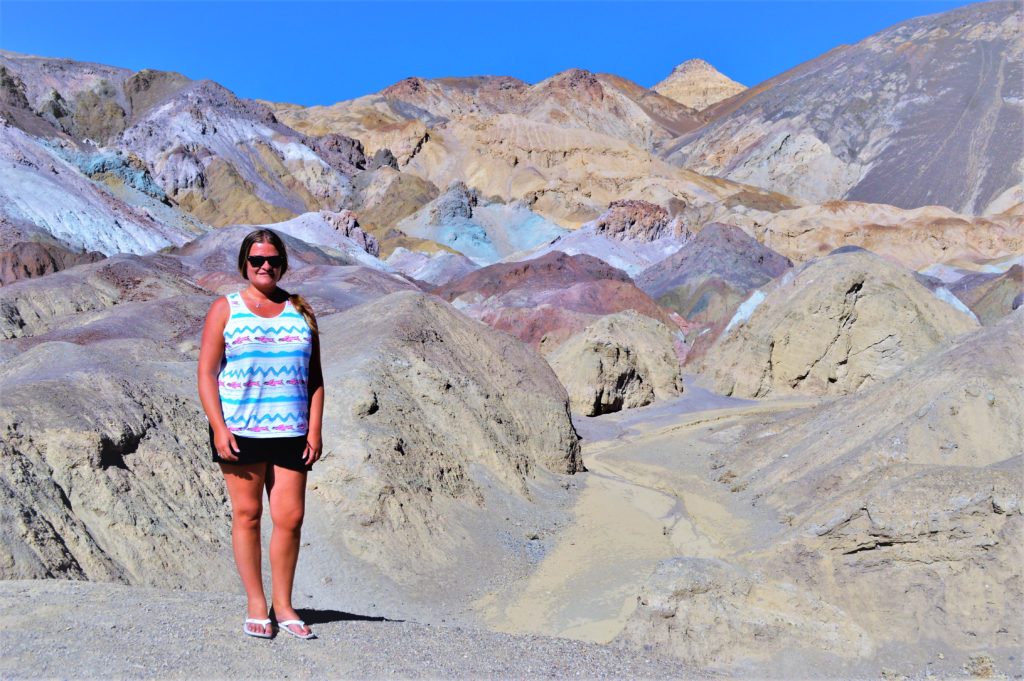 Standing by the pain pots, death valley national park, usa