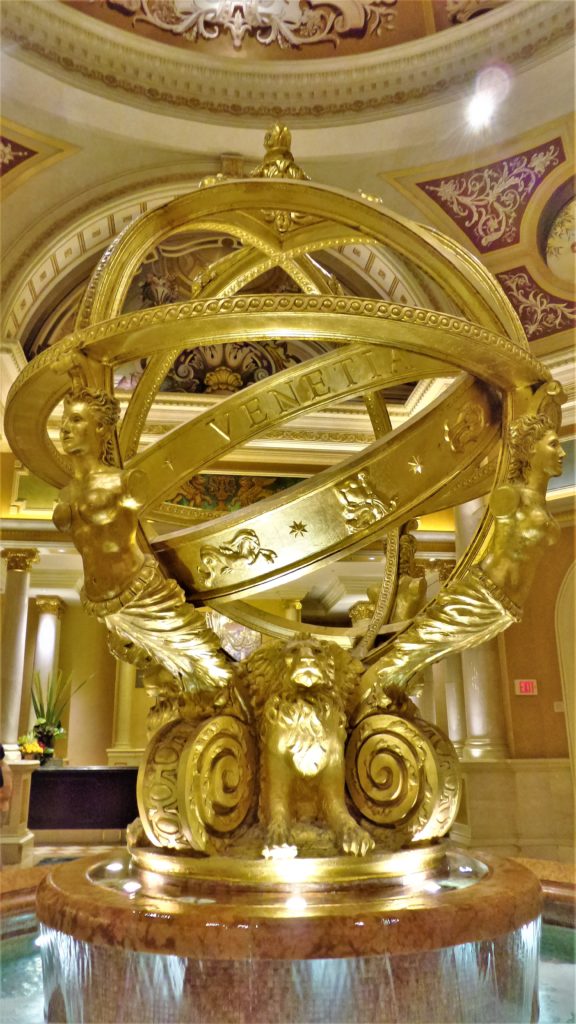 Venetian gold globe in reception, las vegas nevada