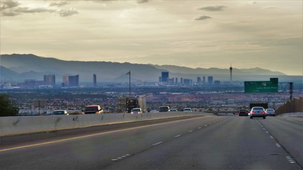 View of las vegas strip from freeway, nevada