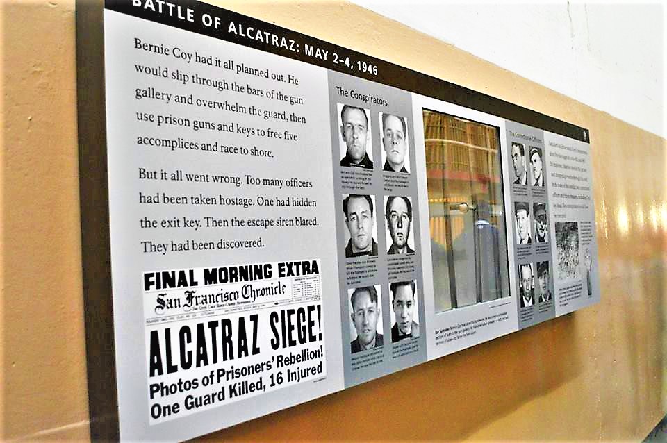 Battle of Alcatraz information board, San Francisco, California