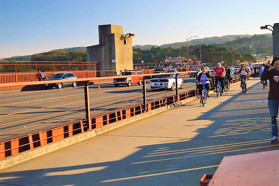 Cycling over the Golden Gate Bridge, San Francisco