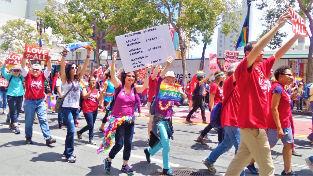 Lesbians at San Francisco gay pride parade, US