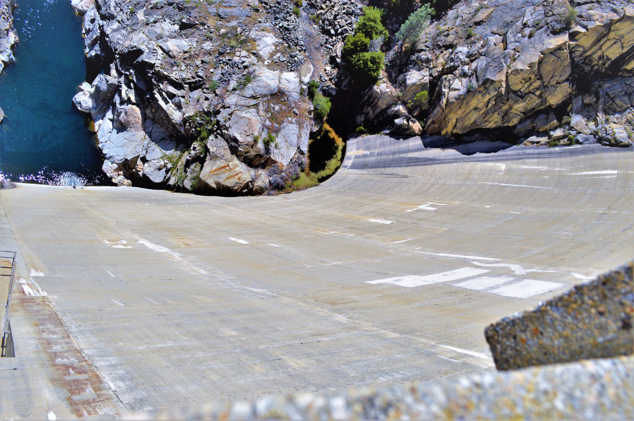 Looking down a dam, Hetch Hetchy, California
