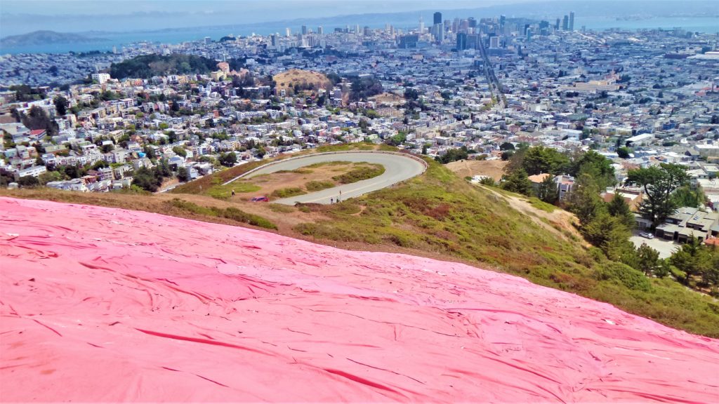 Pink triangle on Twin Peaks, San Francisco