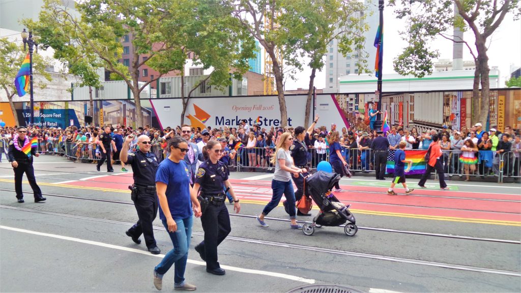 Police at San Francisco Gay Pride parade, California
