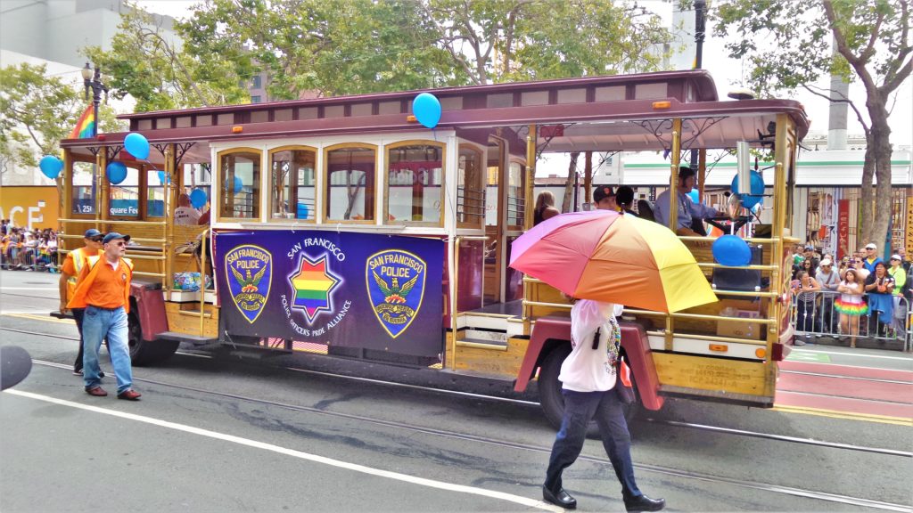 San Francisco police tram, gay pride parade, California