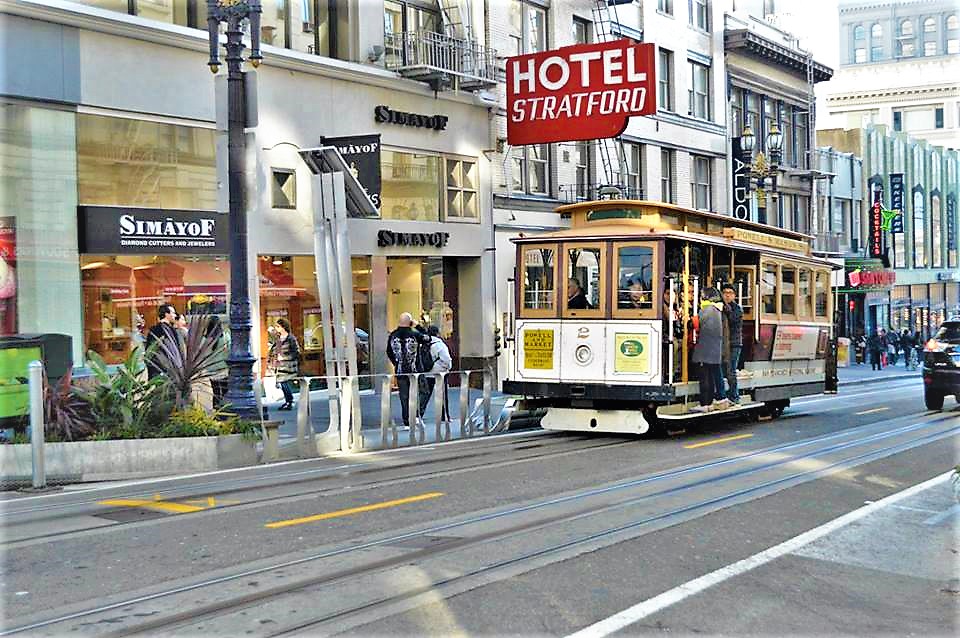 Tram in San Francisco downtown