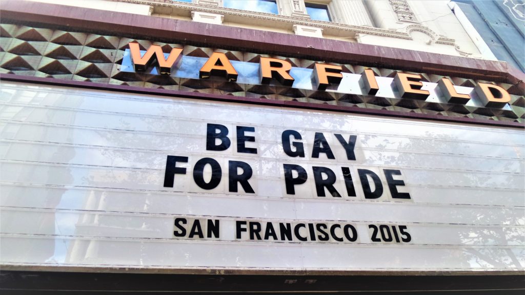 Warfield sign, gay pride parade, san francisco