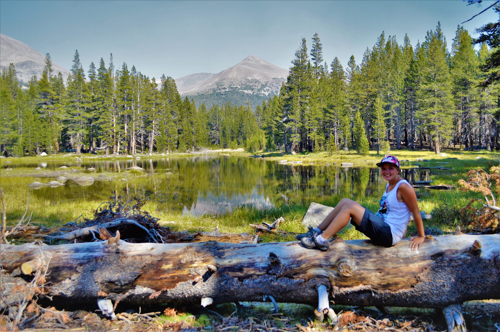 Yosemite sitting at lake, California