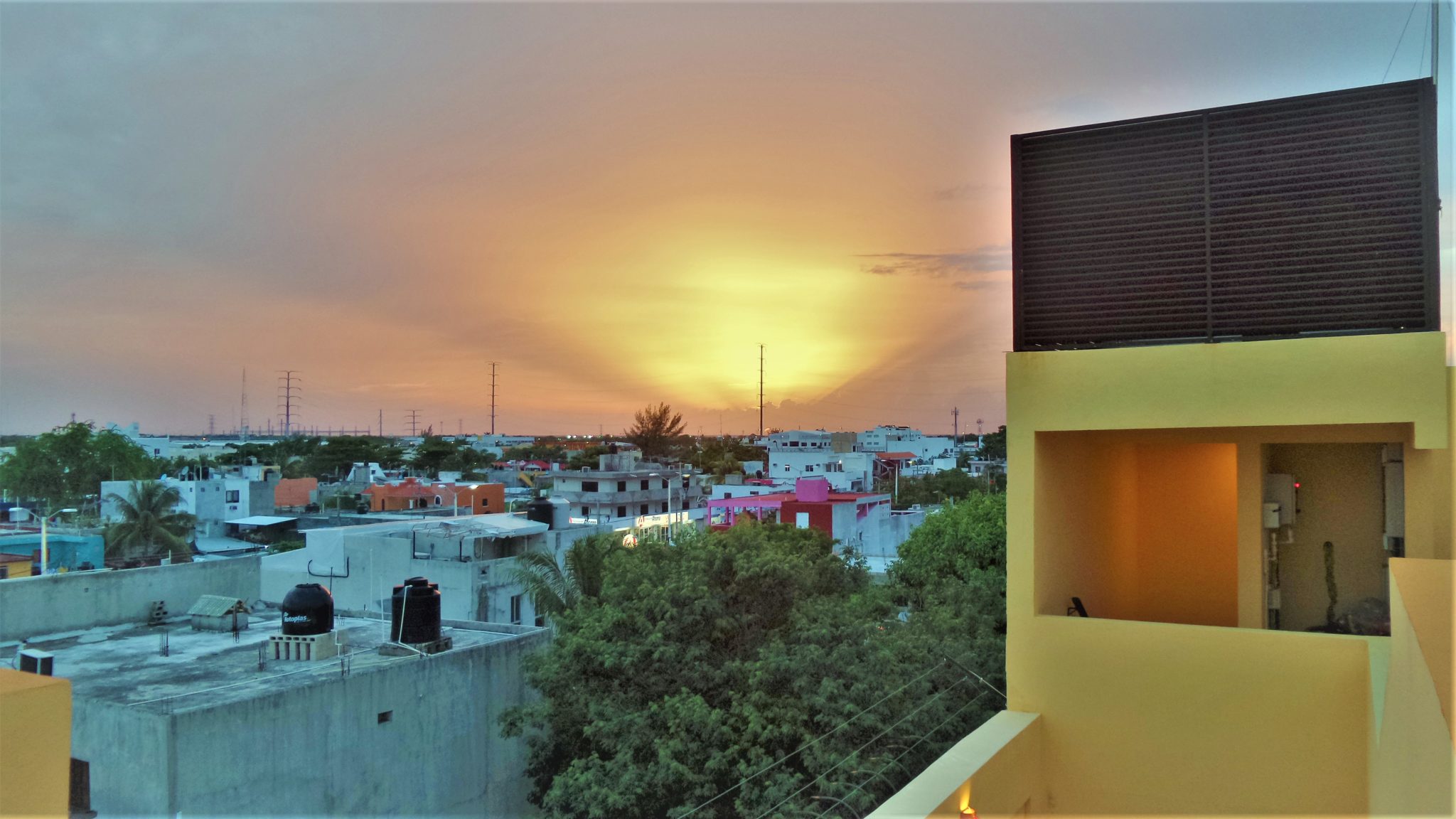 Sunset view from rooftop, La Galeria by Bunik, Playa Del Carmen