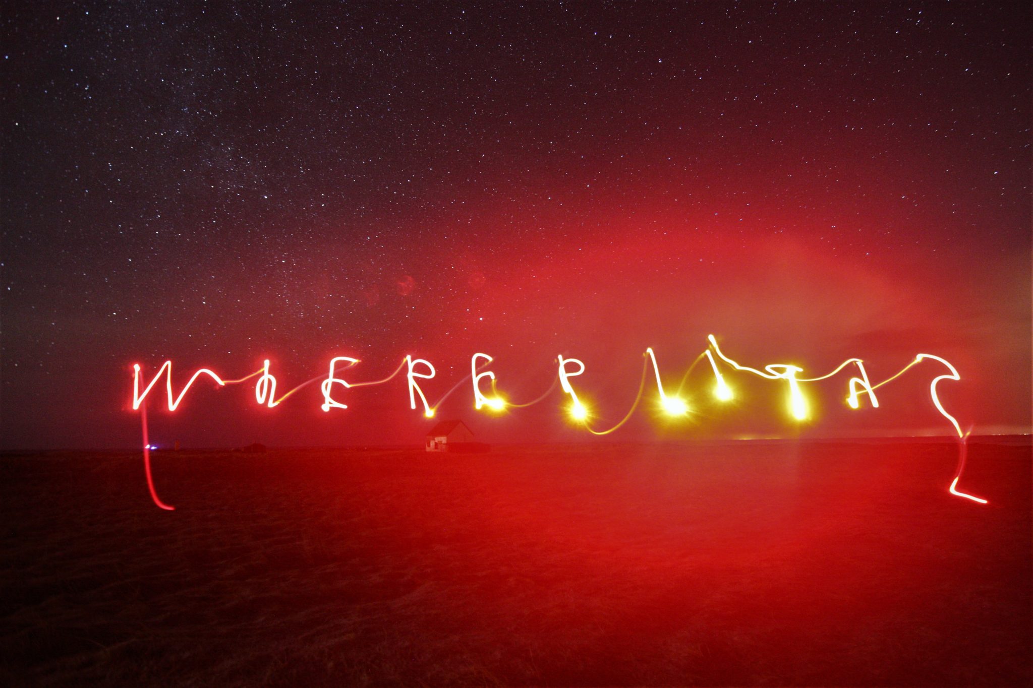 Writing in dark, long exposure, Northern Lights Tour, Iceland