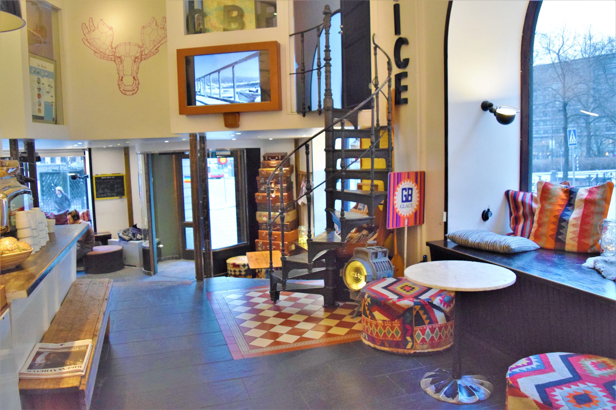 Recepiton area, city backpackers hostel, stockholm