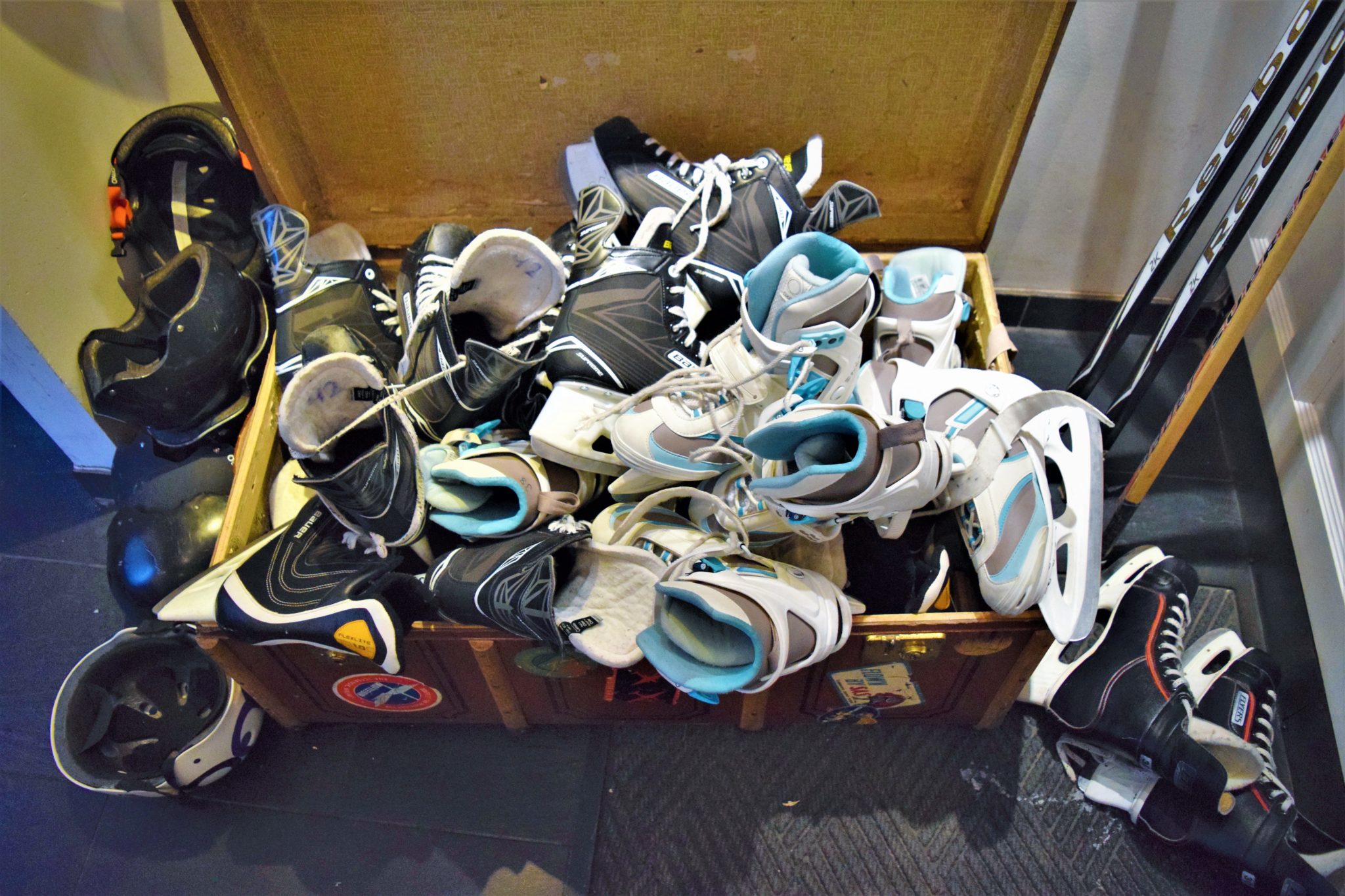 Free ice skates, city backpackers hostel, stockholm, sweden