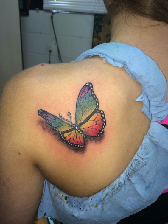 Rainbow butterfly tattoo