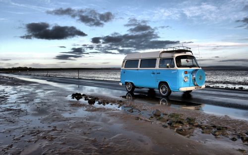 blue campervan