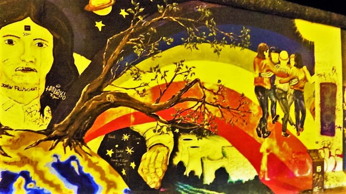 Gay pride, hippy section of the East Side Gallery in Berlin