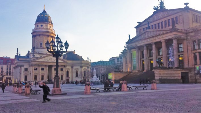 Franzosischer Dom and theater at Gendarmenmarkt, Berlin, Germany