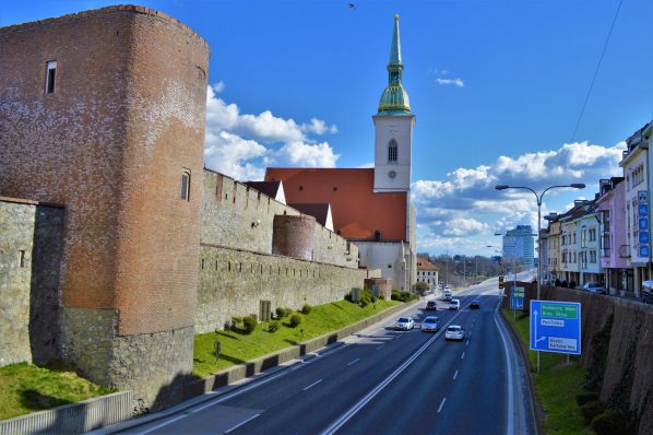 Highway by St Martin's Cathedral, Bratislava, Slovakia