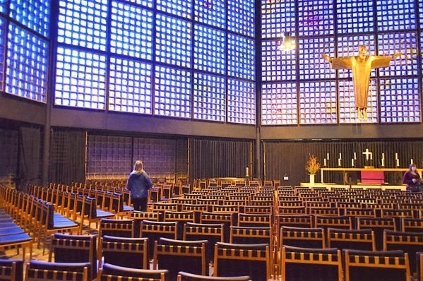 Inside the chapel at Kaiser Wilhelm Memorial Church, Berlin, Germany