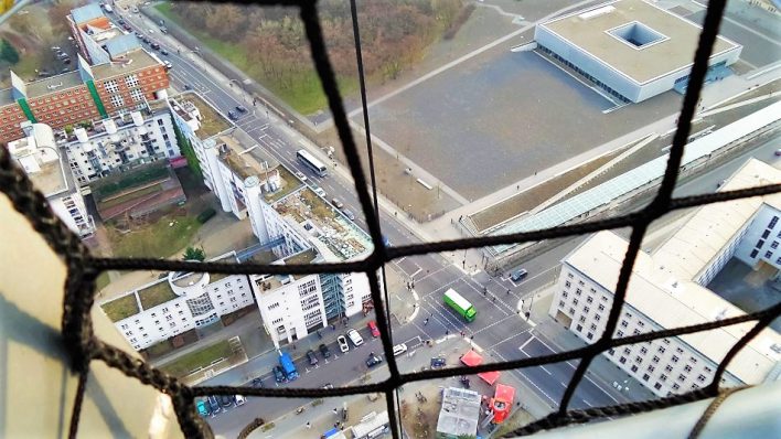 View of the ground from the Berlin Hi Flyer hot air balloon, Germany