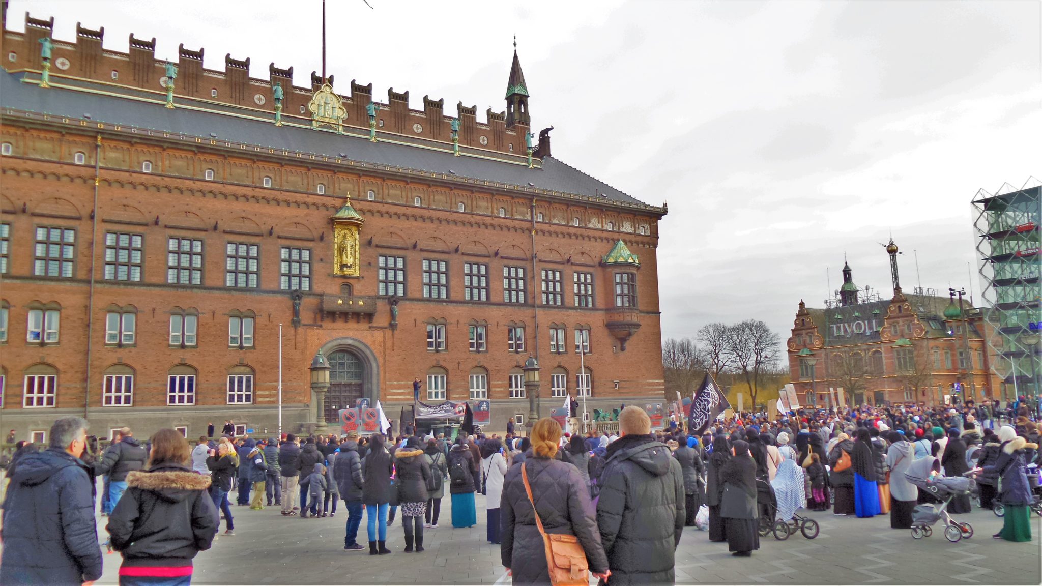 Protest in the City Hall Square, Copenhagen, Denmark