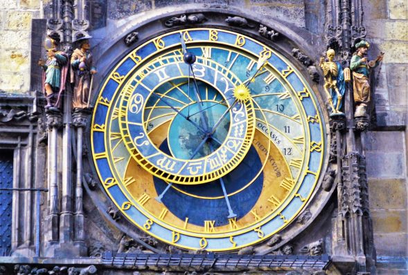Moving figures on the Astronomical Clock, Prague, Czech Republic