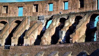 Inside the Roman Colosseum platforms, Rome, Italy