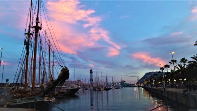 Sunset, Barcelona Marina, Spain