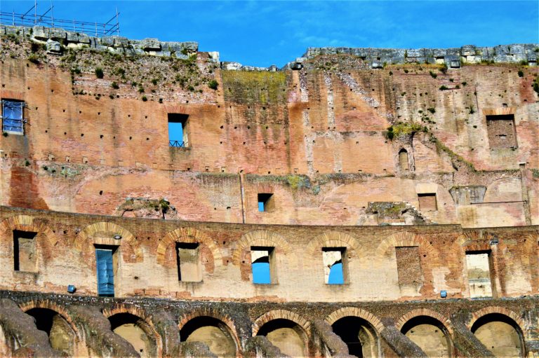 Wall and windows inside the Roman Colosseum, Rome, Italy – Round the ...